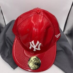 New Era 9Fifty NY Cap Hat Yankees Leather Red New Size 7 3/8 NEW ERA